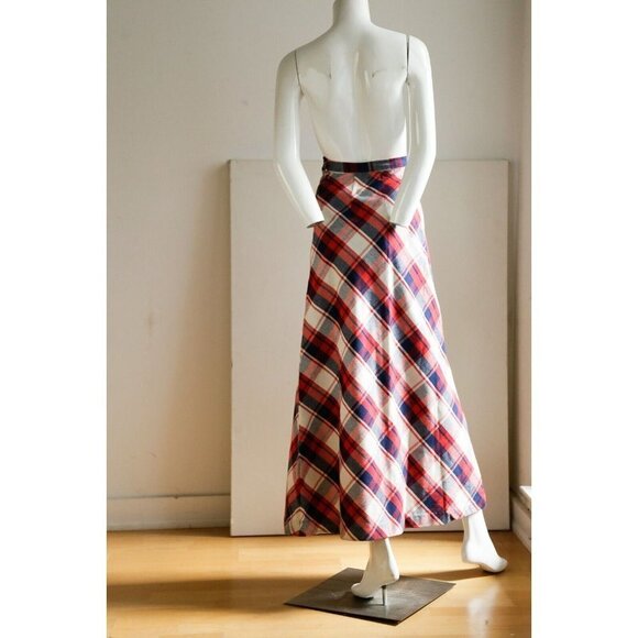 Vintage Large Scale Plaid A line Maxi Skirt XS - Picture 6 of 7